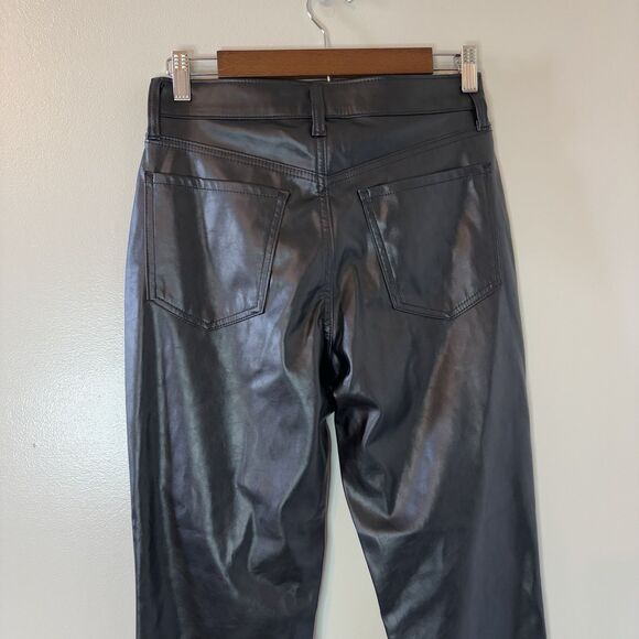 Old Navy High Waisted OG Straight Pants Black Faux Leather Womens Sz 2 - Picture 4 of 8